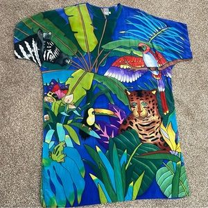 Sensational Silk by Caribbean Club 100% silk hand painted topical muu muu dress